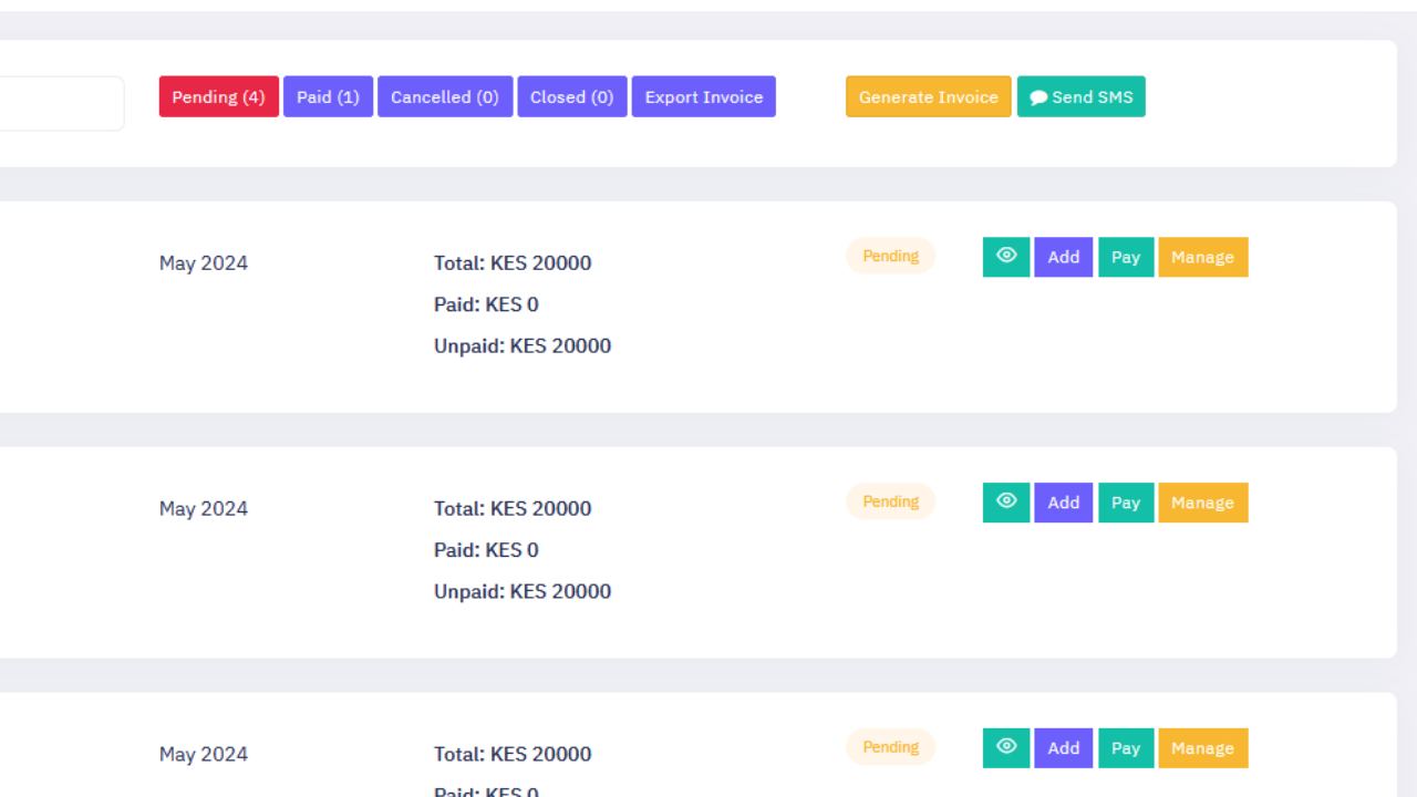 Generate and manage rent bills effortlessly with our automated billing system