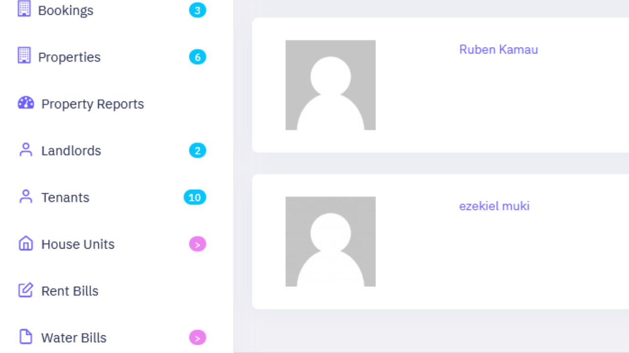 PMS comprehensive database of tenants