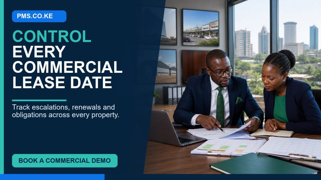 Commercial lease management software Kenya with rent reviews, critical dates, recoveries and renewal tasks